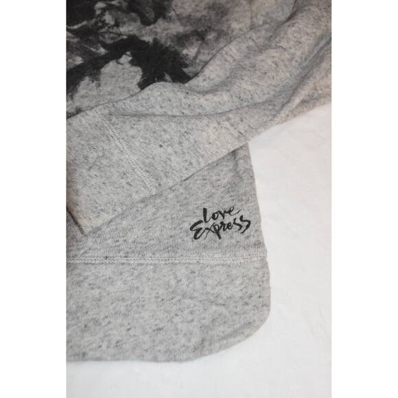 Express Crew Neck Sweatshirt, Gray with Black Floral Print, Large - Picture 5 of 5